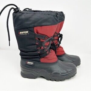Baffin Winter Snow Boots Womens Red Lace-Up Duck Boots Drawstring Top Size 9